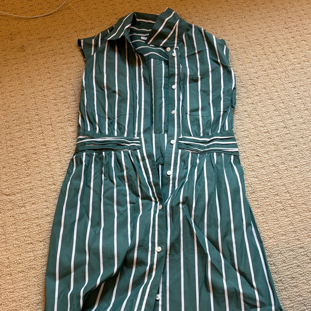 10 Crosby Derek Lam Teal Striped Midi Dress